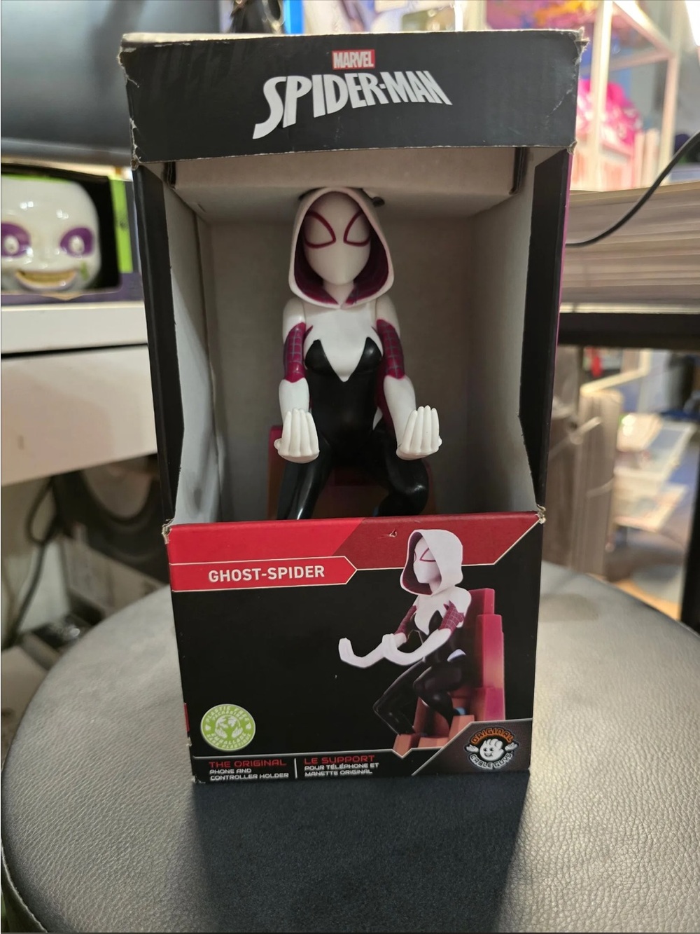 Marvel Ghost-Spider Figure - White, Black & Pink Accents remote control holder